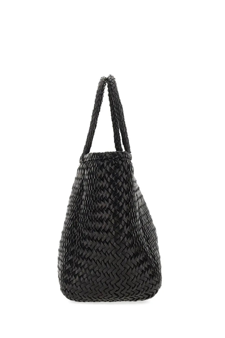 Dragon Diffusion women’s borsa grace basket small black woven tote bag with braided handles