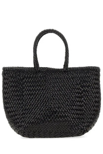 Dragon Diffusion women’s borsa Grace small black woven tote bag with braided handles for everyday use