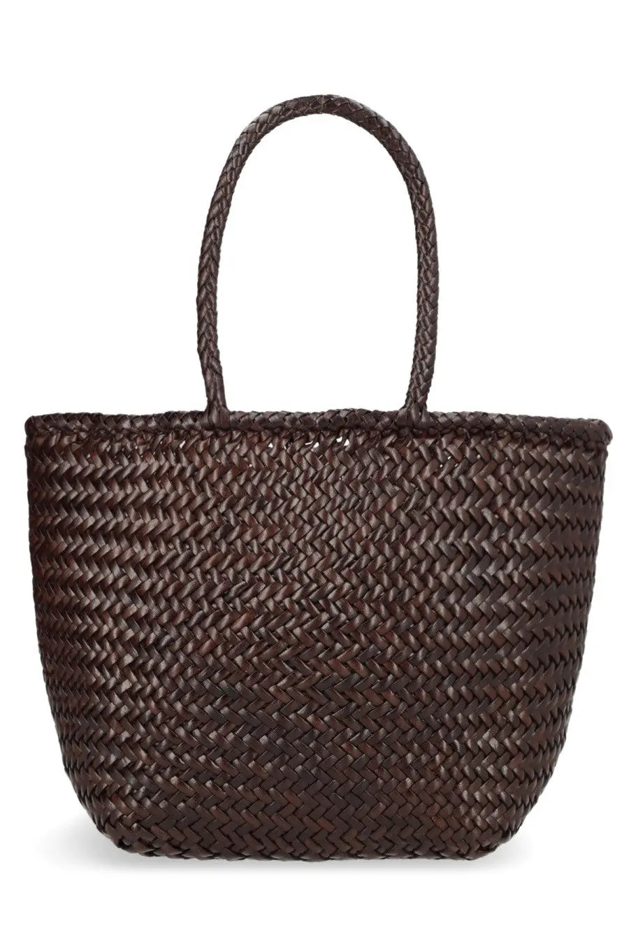 Brown woven tote bag with braided handles from dragon diffusion borsa grace basket small brown collection
