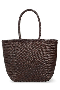 Dragon Diffusion women’s borsa grace basket small brown woven tote bag with braided handles made of natural fibers