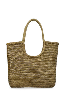 Dragon Diffusion women’s borsa ns diagonal triple jump green woven straw tote bag with herringbone pattern and rounded handles