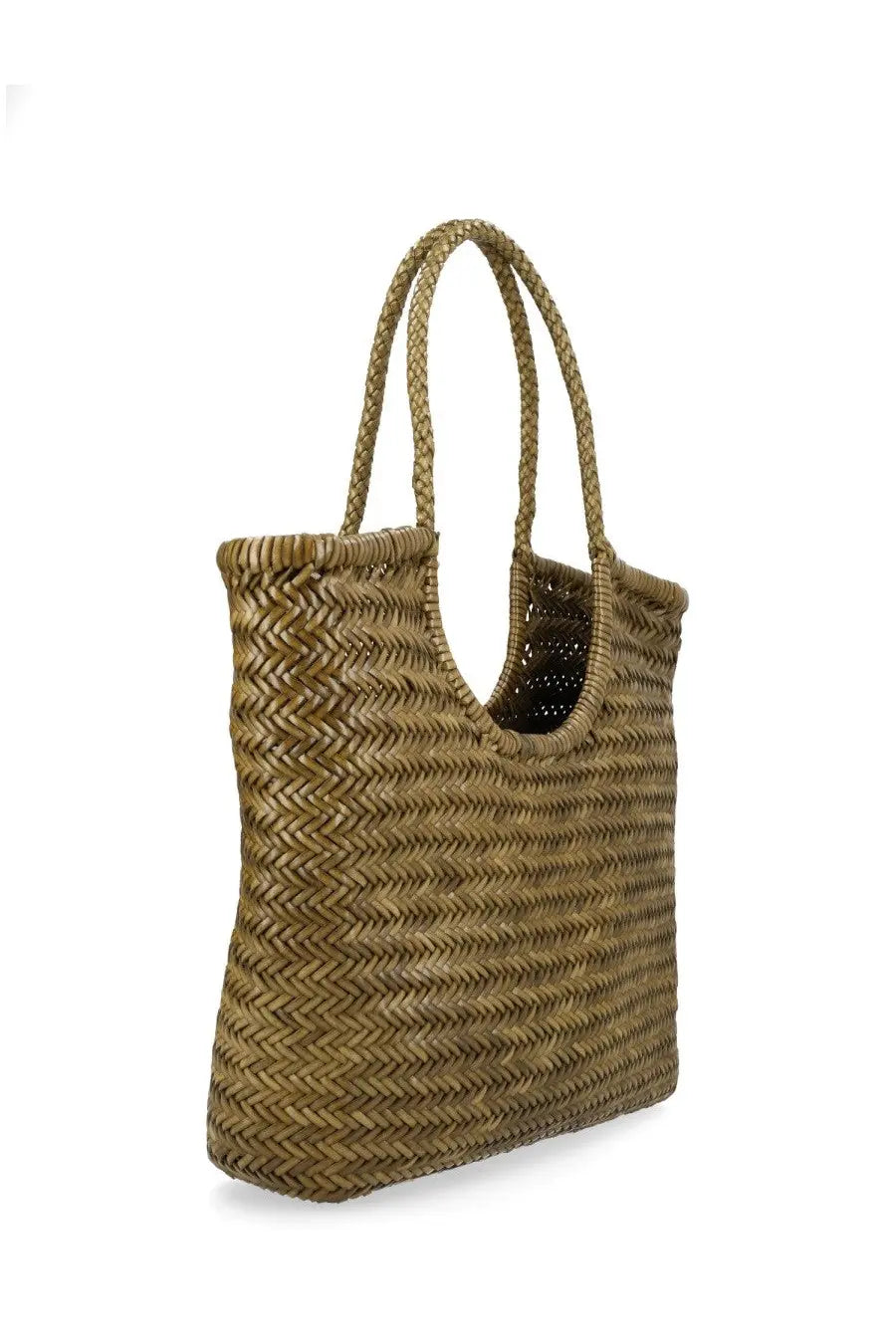 Dragon diffusion women’s borsa ns diagonal triple jump green woven straw tote bag with braided handles and herringbone pattern