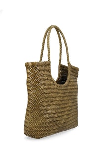 Dragon diffusion women’s borsa ns diagonal triple jump green woven straw tote bag with braided handles and herringbone pattern