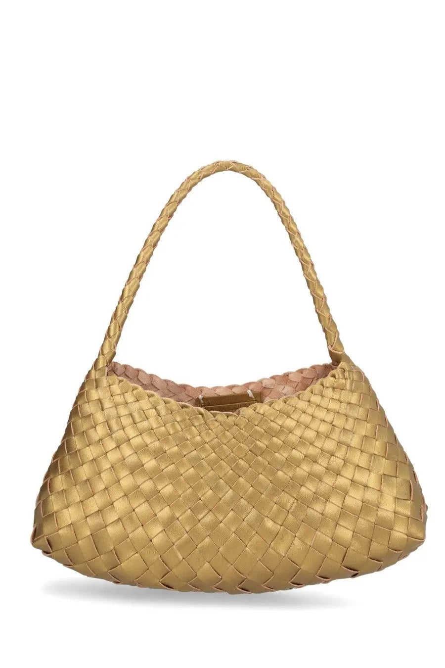 Dragon diffusion women’s borsa rosanna gold gold-toned woven leather shoulder bag with braided handles and structured silhouette