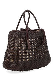 Dragon diffusion women’s borsa santa cano brown brown woven tote bag with braided handles and tassels