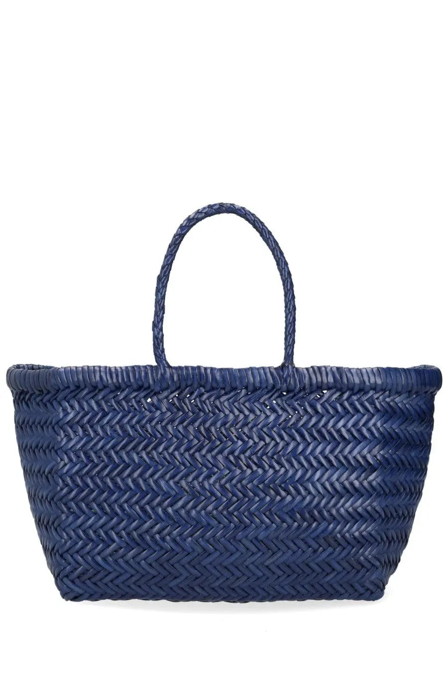 Navy blue woven tote bag with braided handles Dragon Diffusion womens borsa triple jump small blue for everyday use