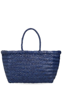 Navy blue woven tote bag with braided handles Dragon Diffusion womens borsa triple jump small blue for everyday use