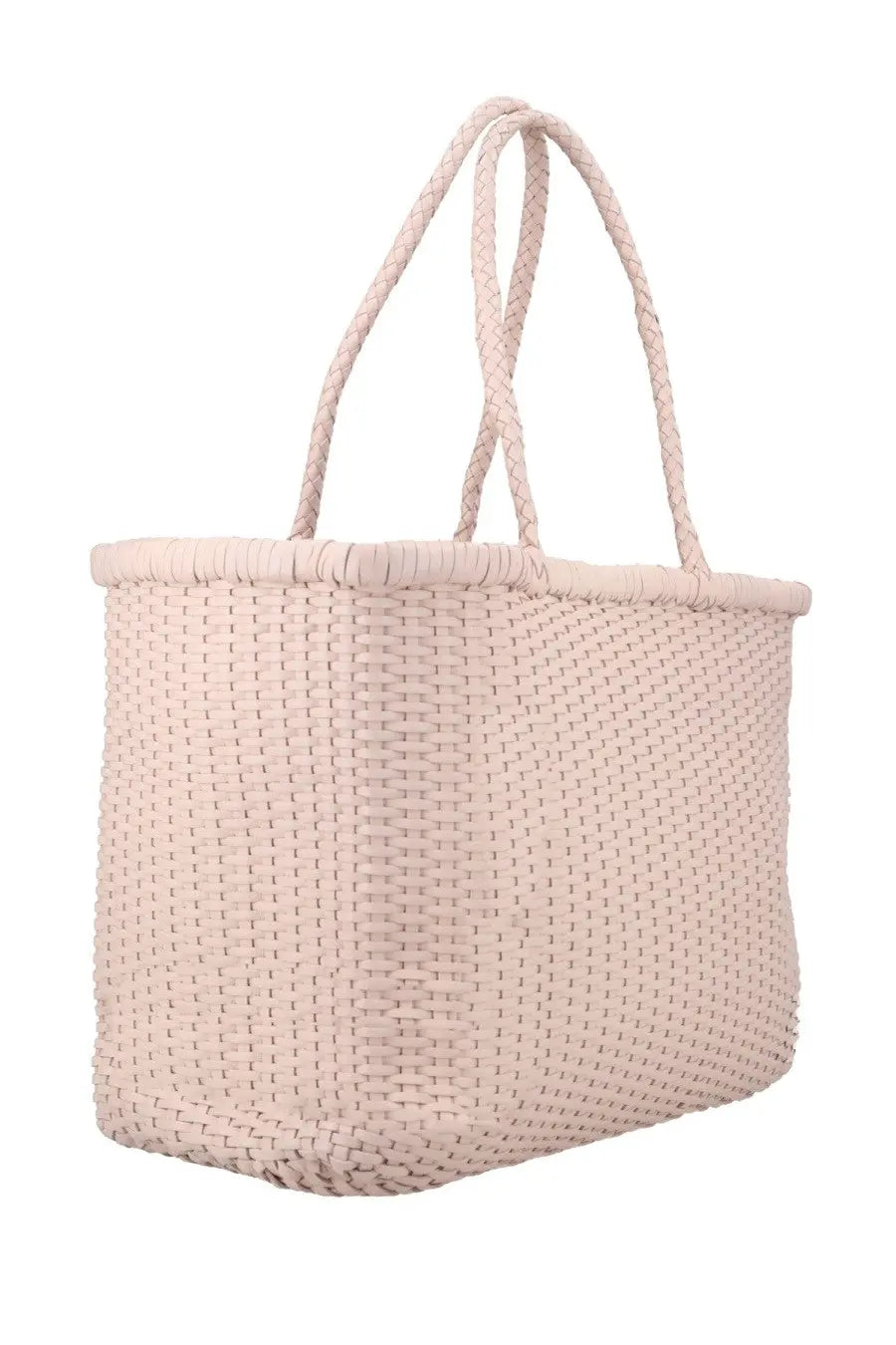 Dragon Diffusion women’s borsa weave large beige blush pink woven tote bag with braided handles
