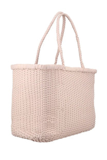 Dragon Diffusion women’s borsa weave large beige blush pink woven tote bag with braided handles