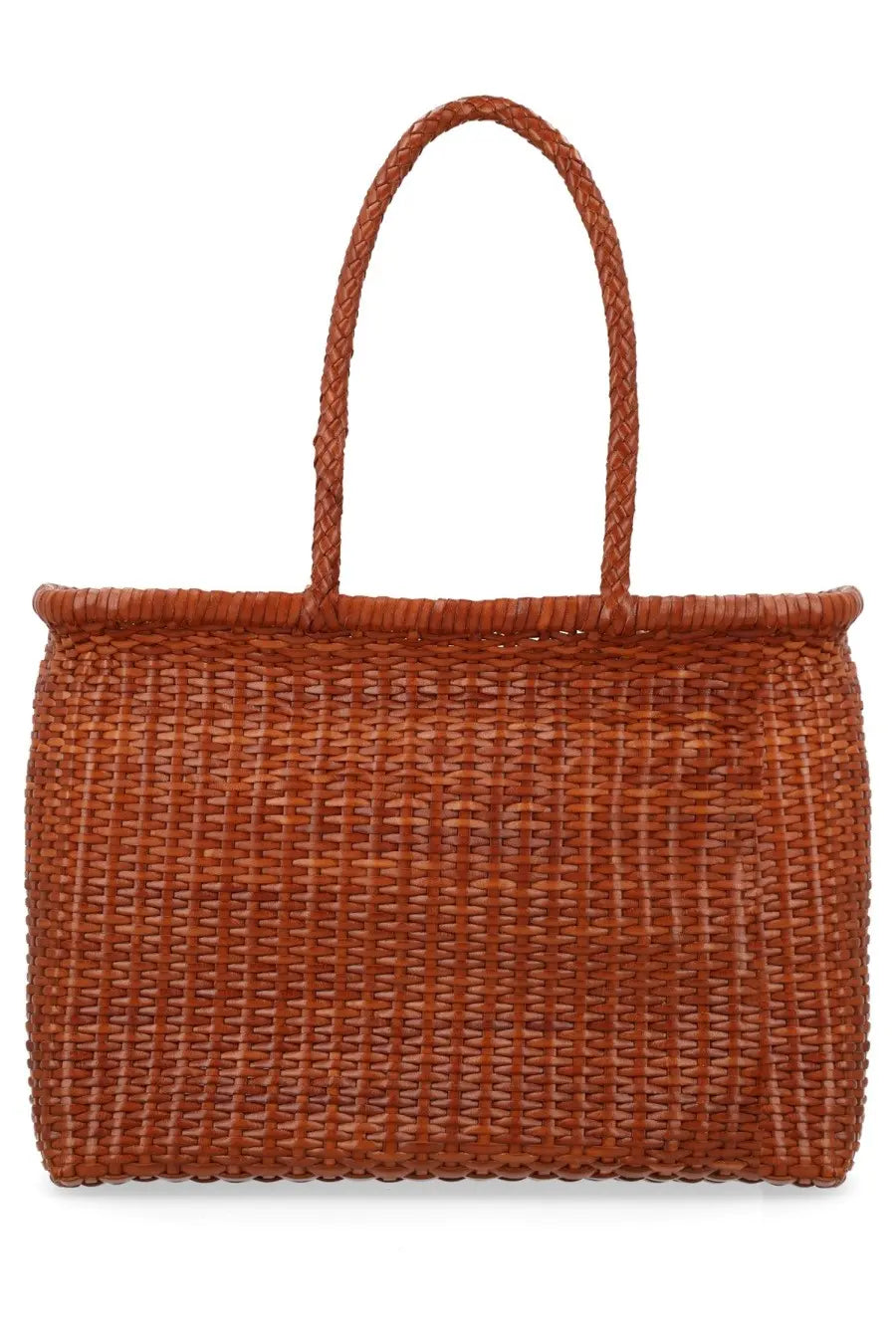Brown woven tote bag with braided handles in beige from Dragon Diffusion womens borsa weave large collection