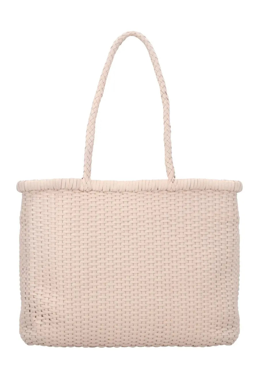 Dragon diffusion women’s borsa weave large beige tote bag with braided handles and woven rectangular shape