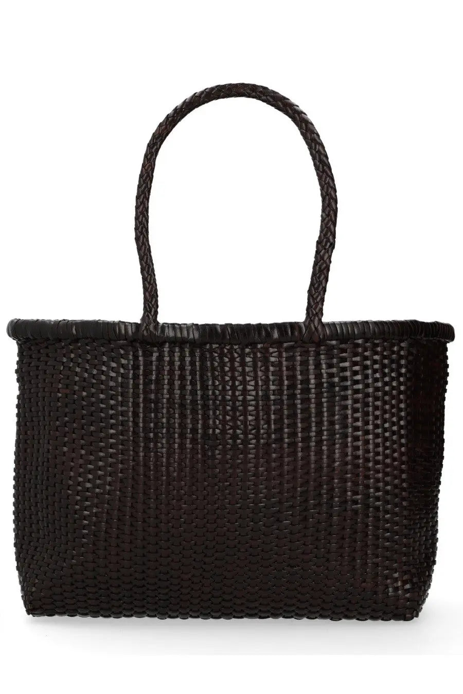 Black woven tote bag with braided handles from Dragon Diffusion womens borsa weave large brown collection