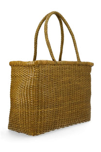 Dragon diffusion women’s borsa weave large green woven mustard yellow tote bag with braided handles and rectangular shape