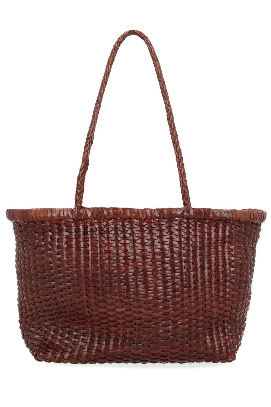Brown woven tote bag with braided handles from dragon diffusion womens borsa weave small brown collection