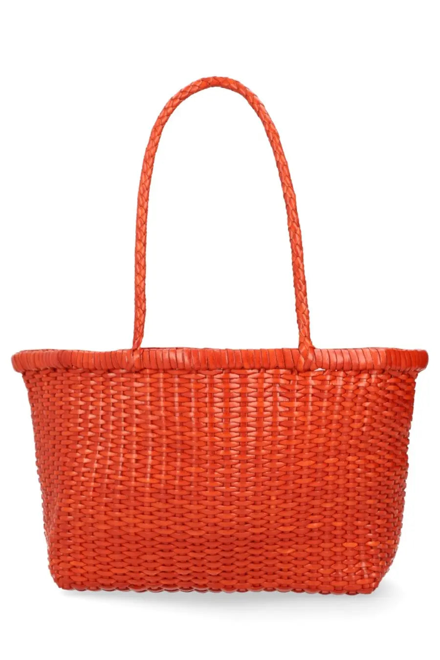 Dragon diffusion women’s borsa weave small orange vibrant woven tote bag with braided handles and structured shape