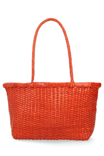 Dragon diffusion women’s borsa weave small orange vibrant woven tote bag with braided handles and structured shape