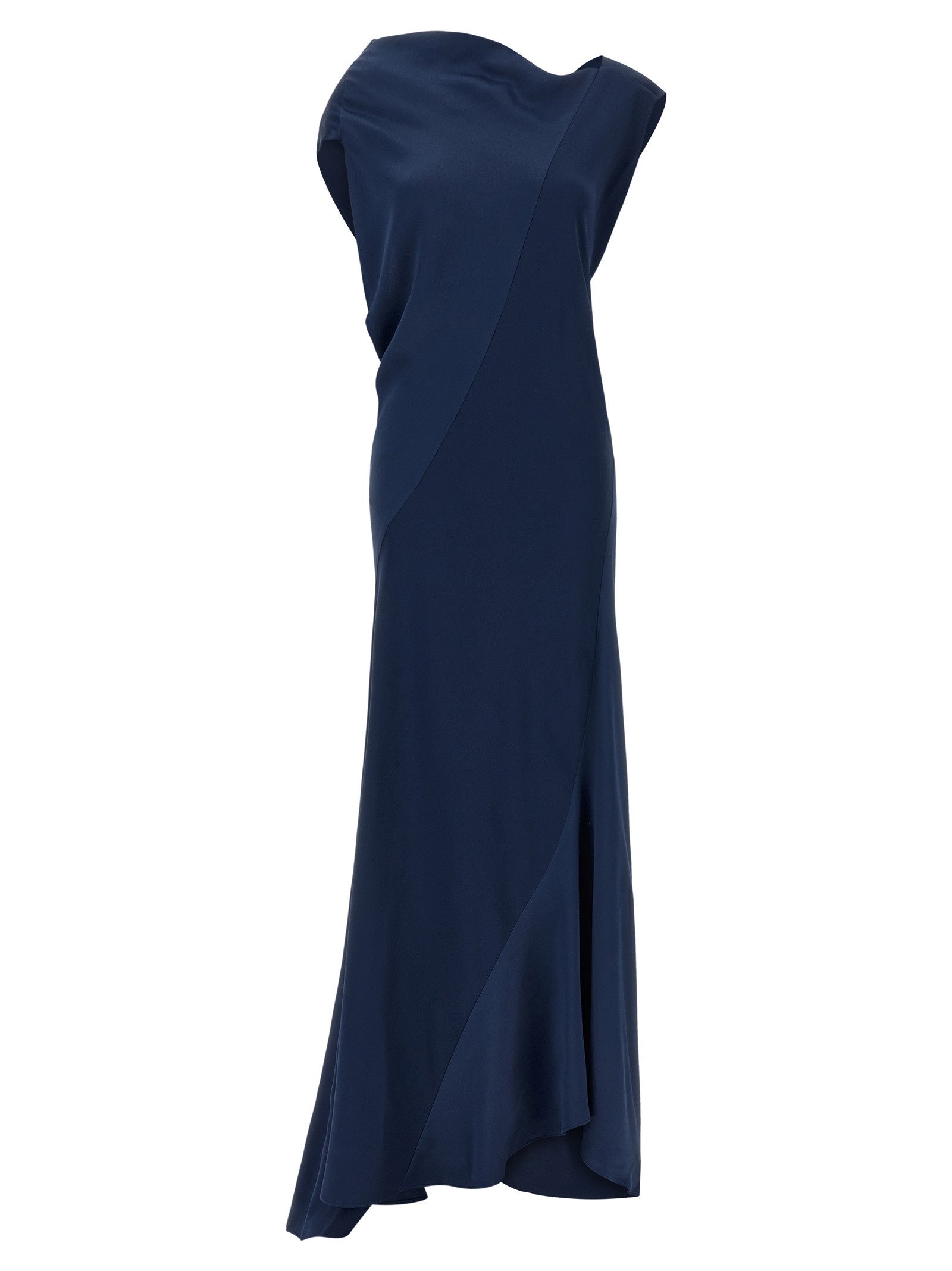 Alberta Ferretti Draped Asymmetrical Dress Blue