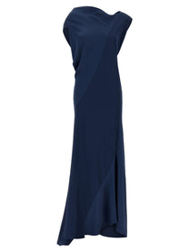 Alberta Ferretti Draped Asymmetrical Dress Blue