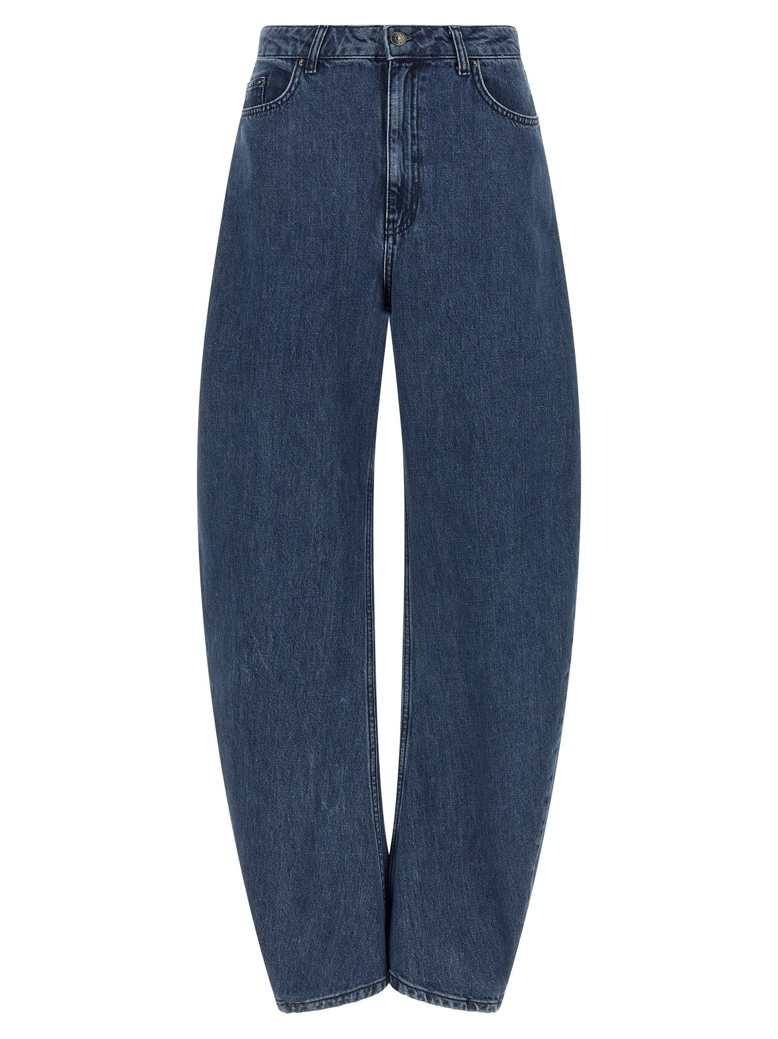 Rotate Birger Christensen Draped Barrel Leg Jeans Blue