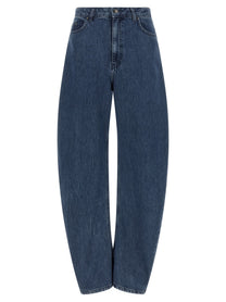 Rotate Birger Christensen Draped Barrel Leg Jeans Blue