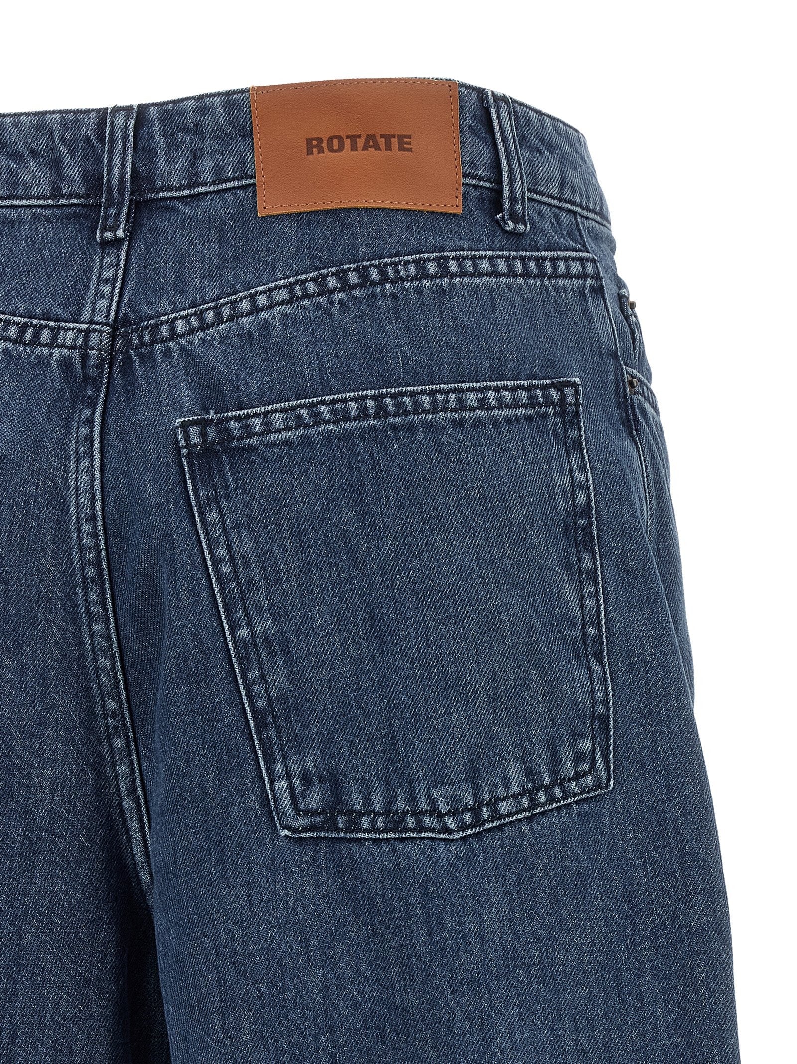 Rotate Birger Christensen Draped Barrel Leg Jeans Blue
