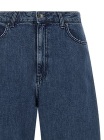 Rotate Birger Christensen Draped Barrel Leg Jeans Blue