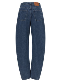 Rotate Birger Christensen Draped Barrel Leg Jeans Blue