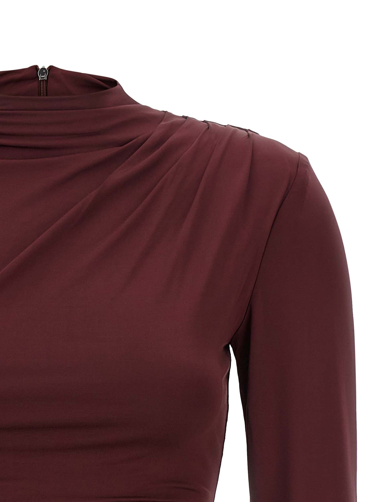 ROTATE Birger Christensen Draped Dress Red
