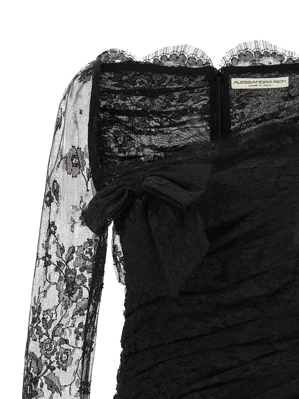 Alessandra Rich Draped Dress Black