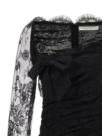 Alessandra Rich Draped Dress Black