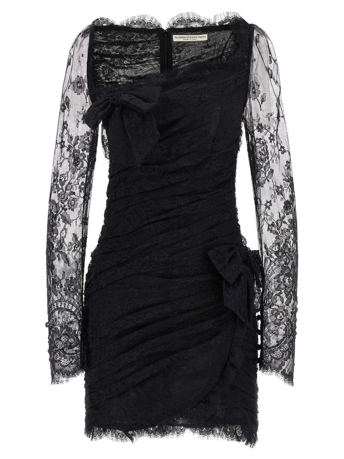 Alessandra Rich Draped Dress Black