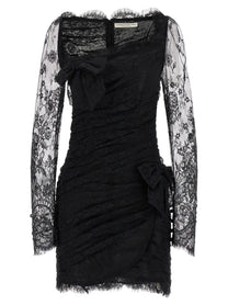 Alessandra Rich Draped Dress Black