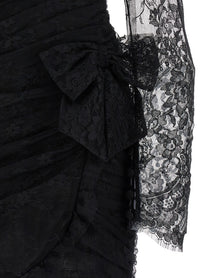 Alessandra Rich Draped Dress Black