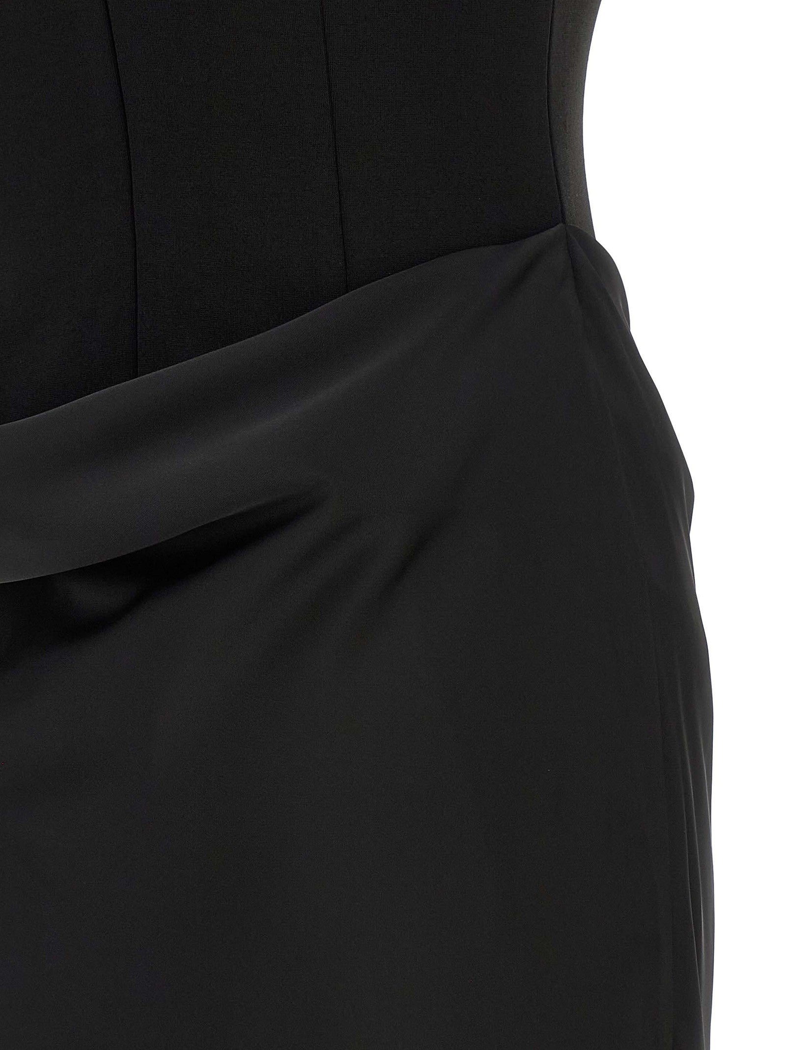 ROTATE Birger Christensen Draped Dress Black