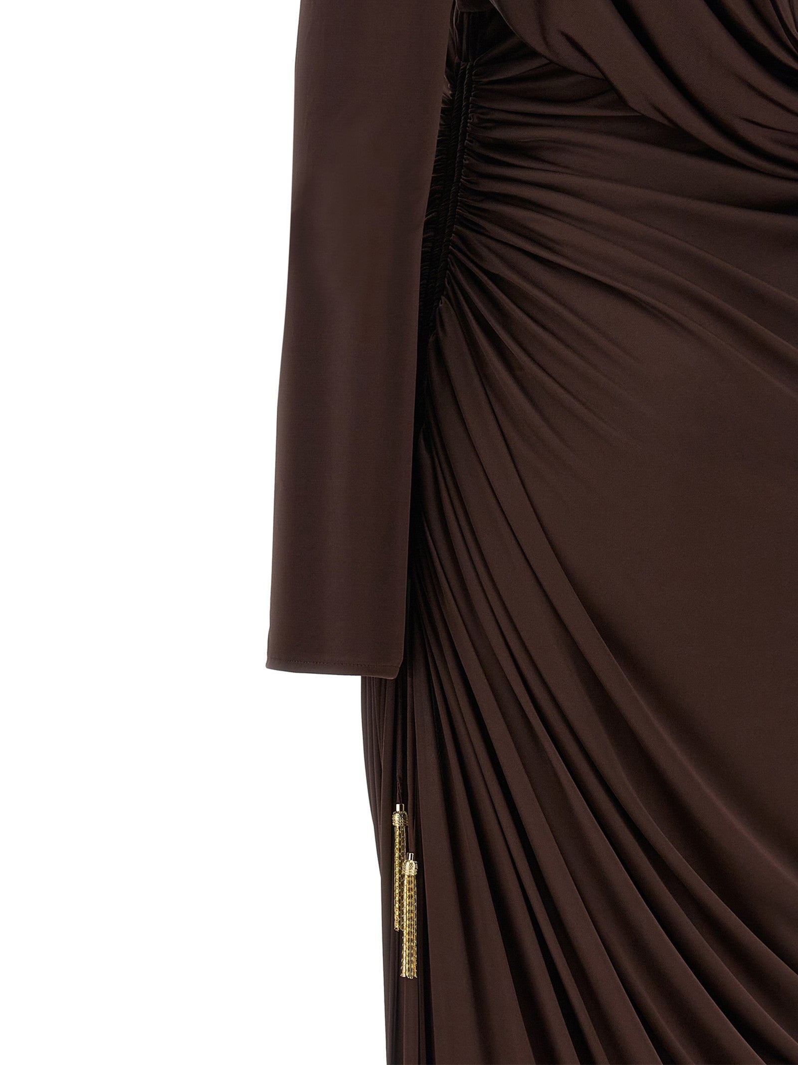 Balmain Draped Jersery Dress Brown