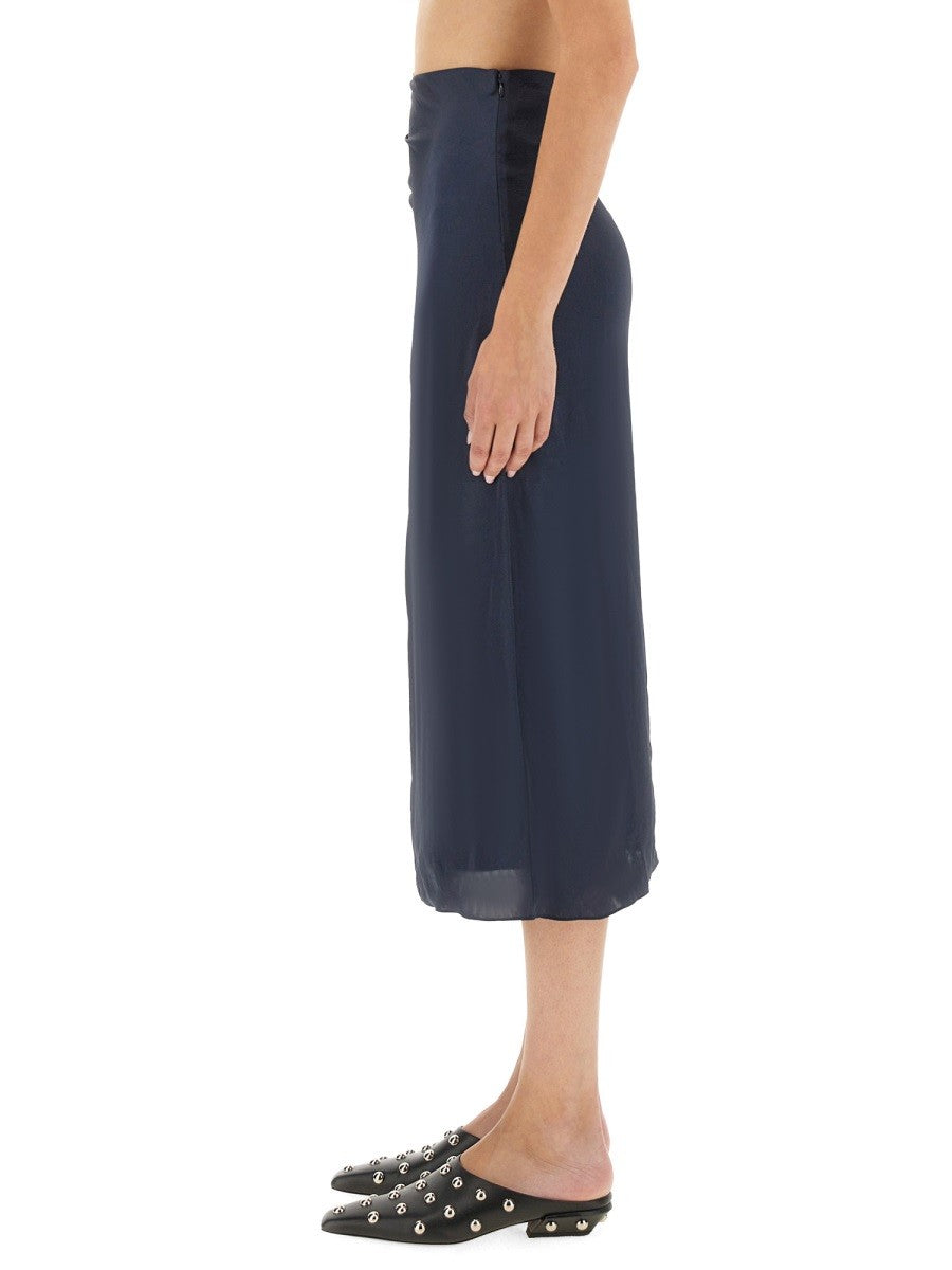 Theory Women's Draped Midi Skirt Blue, view 4