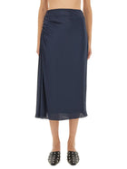 Theory Women's Draped Midi Skirt Blue