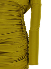 Balmain Draped Mini Dress Green