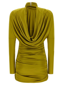 Balmain Draped Mini Dress Green