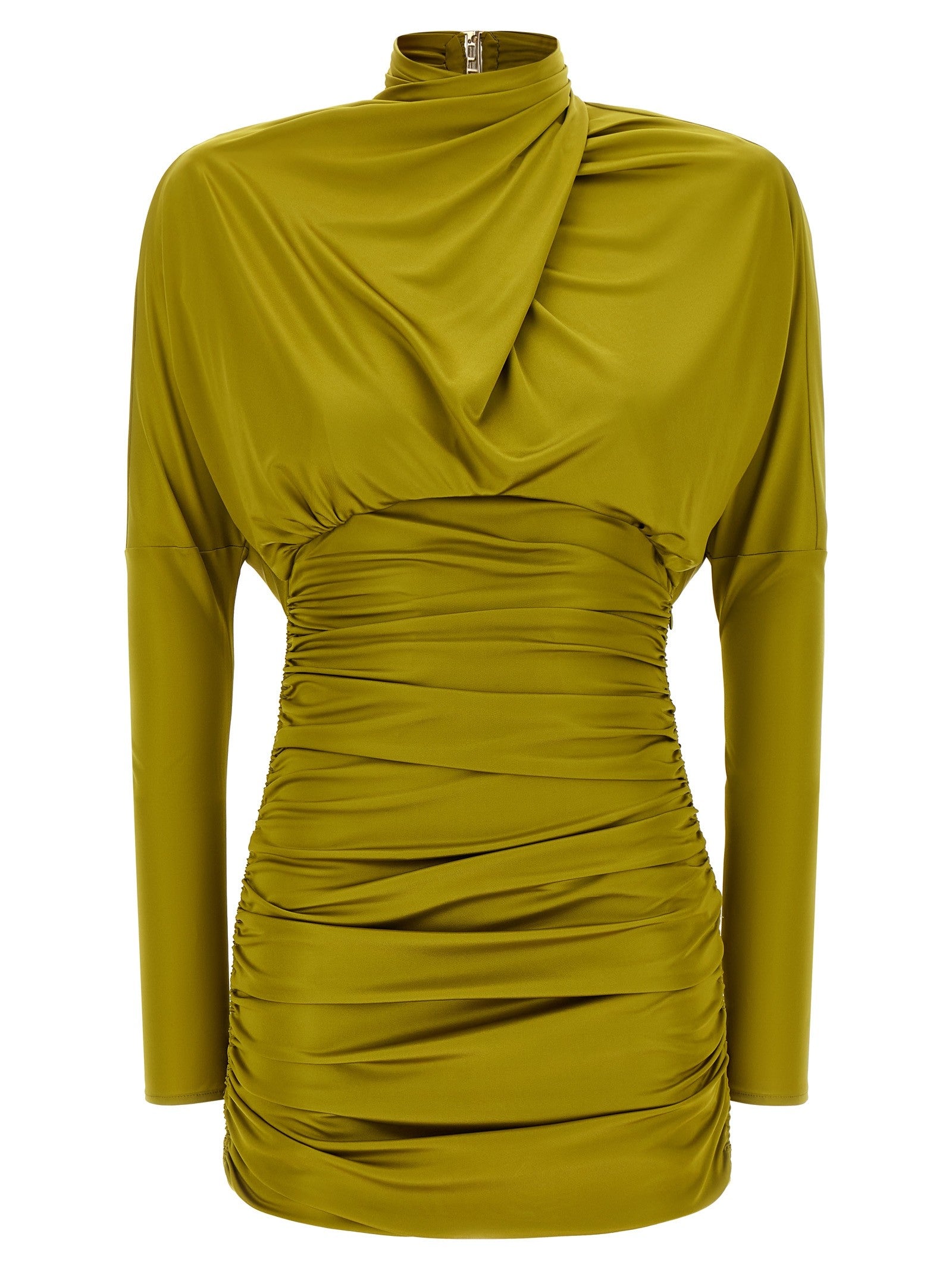 Balmain Draped Mini Dress Green
