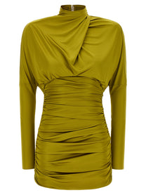 Balmain Draped Mini Dress Green