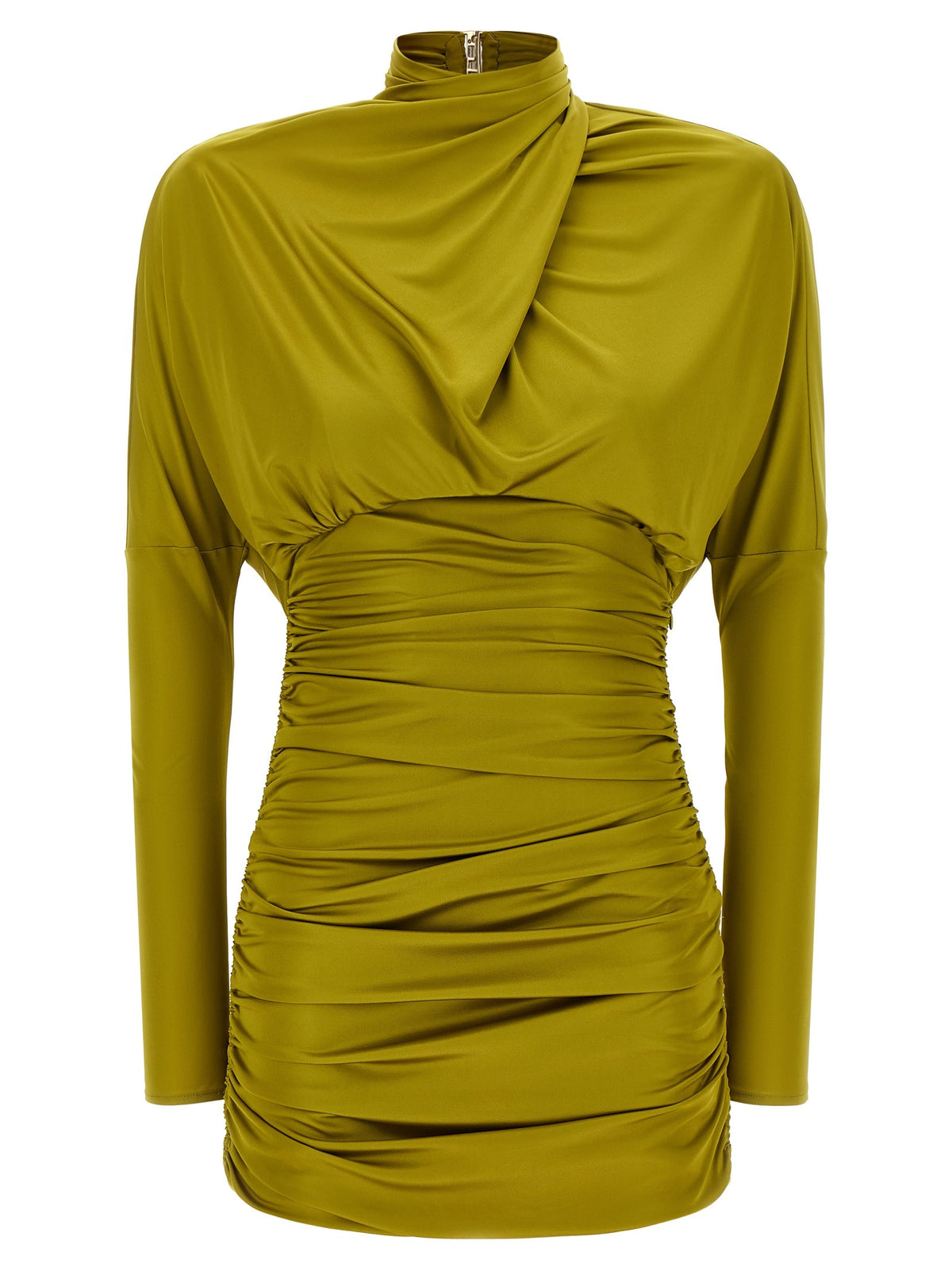 Balmain Draped Mini Dress Green