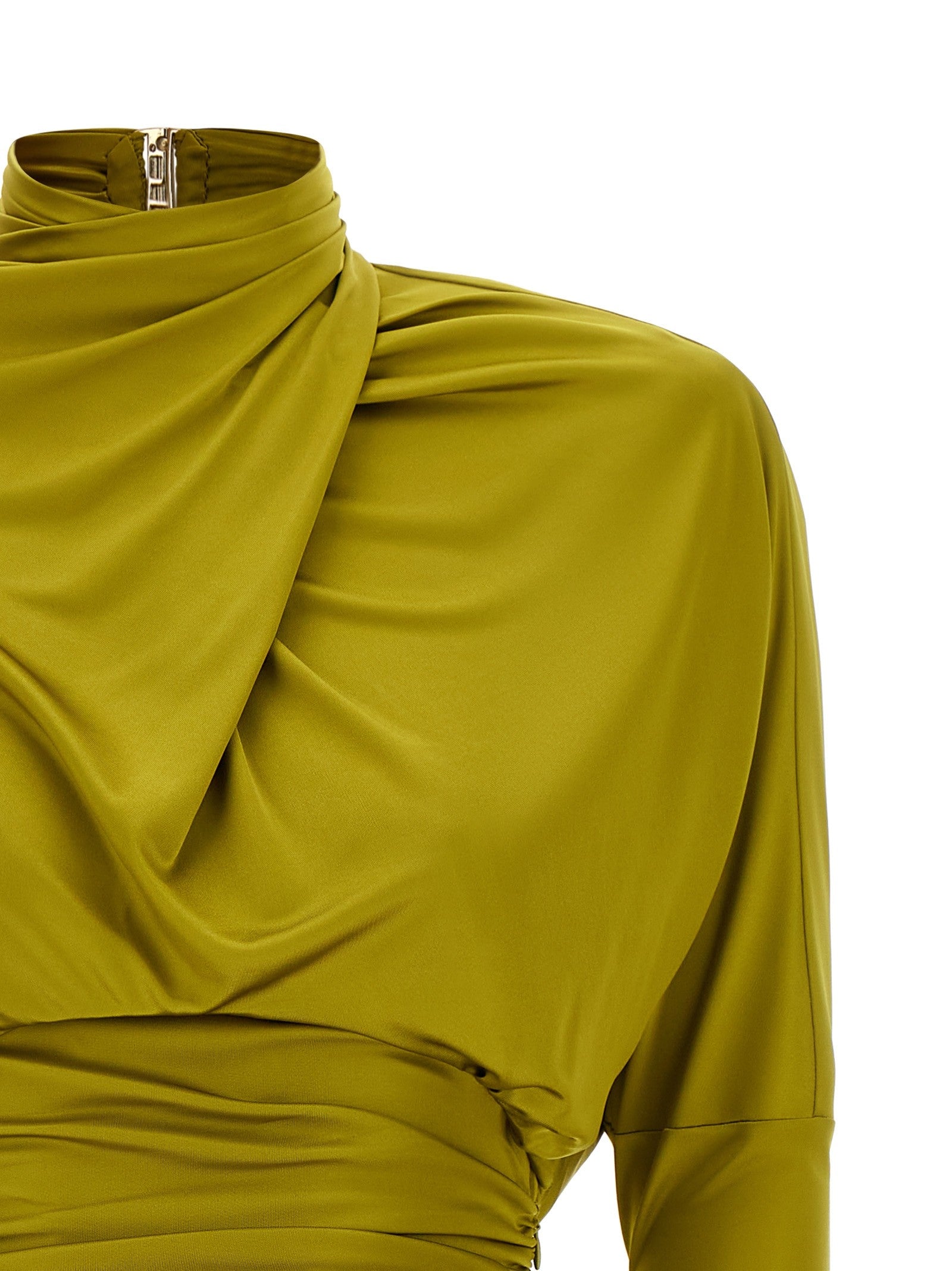 Balmain Draped Mini Dress Green