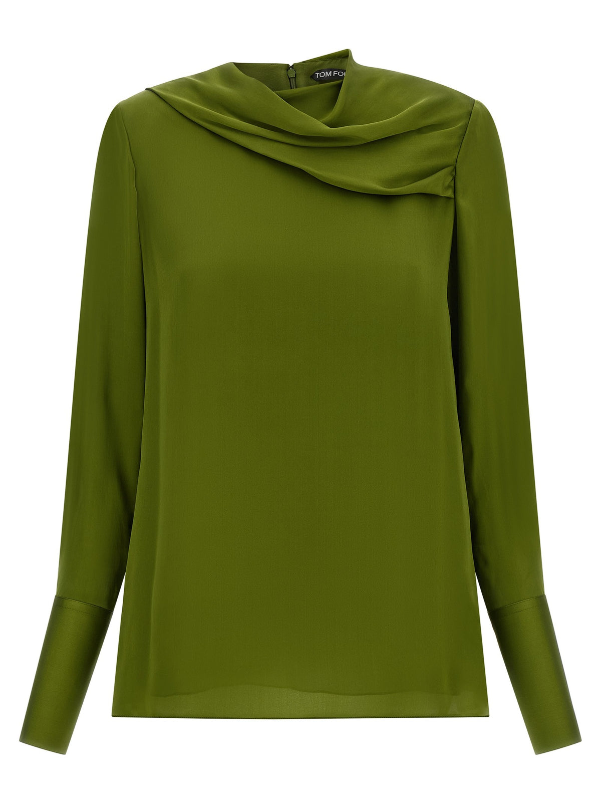 Tom Ford Draped Neck Blouse Green