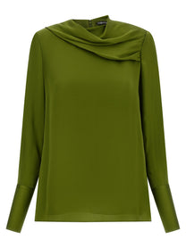 Tom Ford Draped Neck Blouse Green