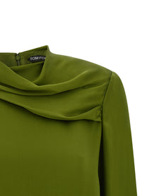 Tom Ford Draped Neck Blouse Green