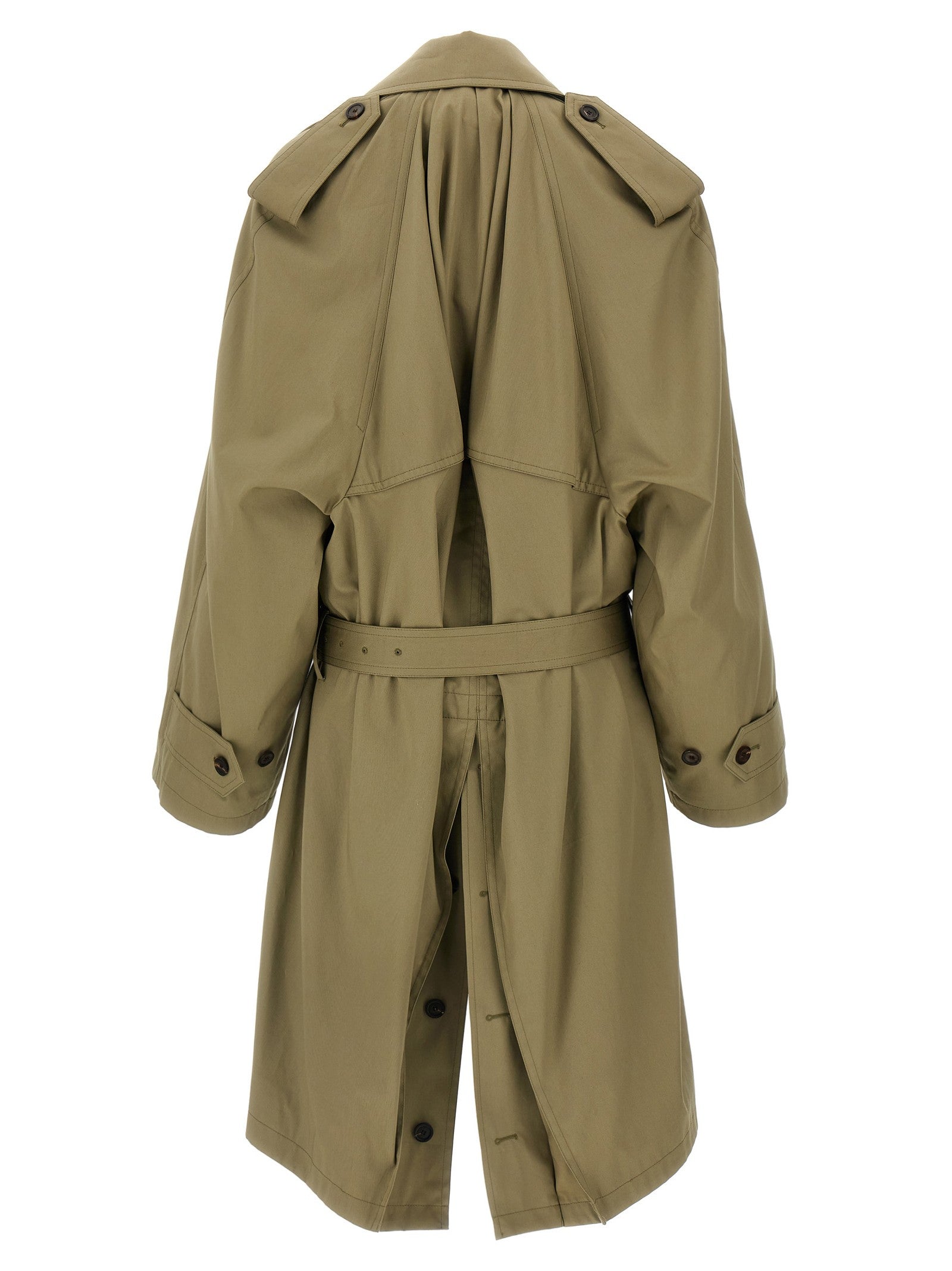 Balenciaga Draped Neck Trench Coat Beige