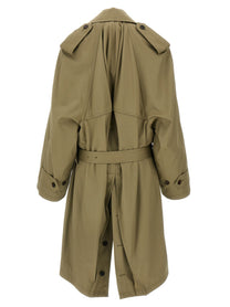 Balenciaga Draped Neck Trench Coat Beige