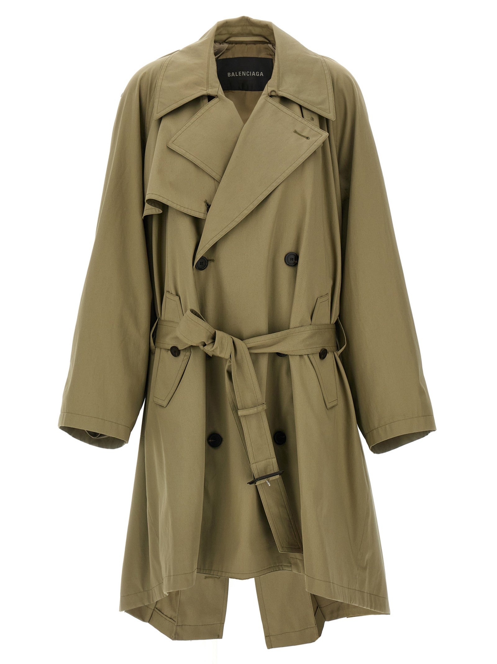 Balenciaga Draped Neck Trench Coat Beige