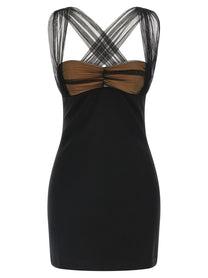 Nensi Dojaka Draped Padded Cup Mini Dress Black
